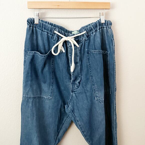 ARTICLES OF SOCIETY | Denim Look Slouchy Drawstring Pants Medium Wash | SIze XL - Picture 3 of 8